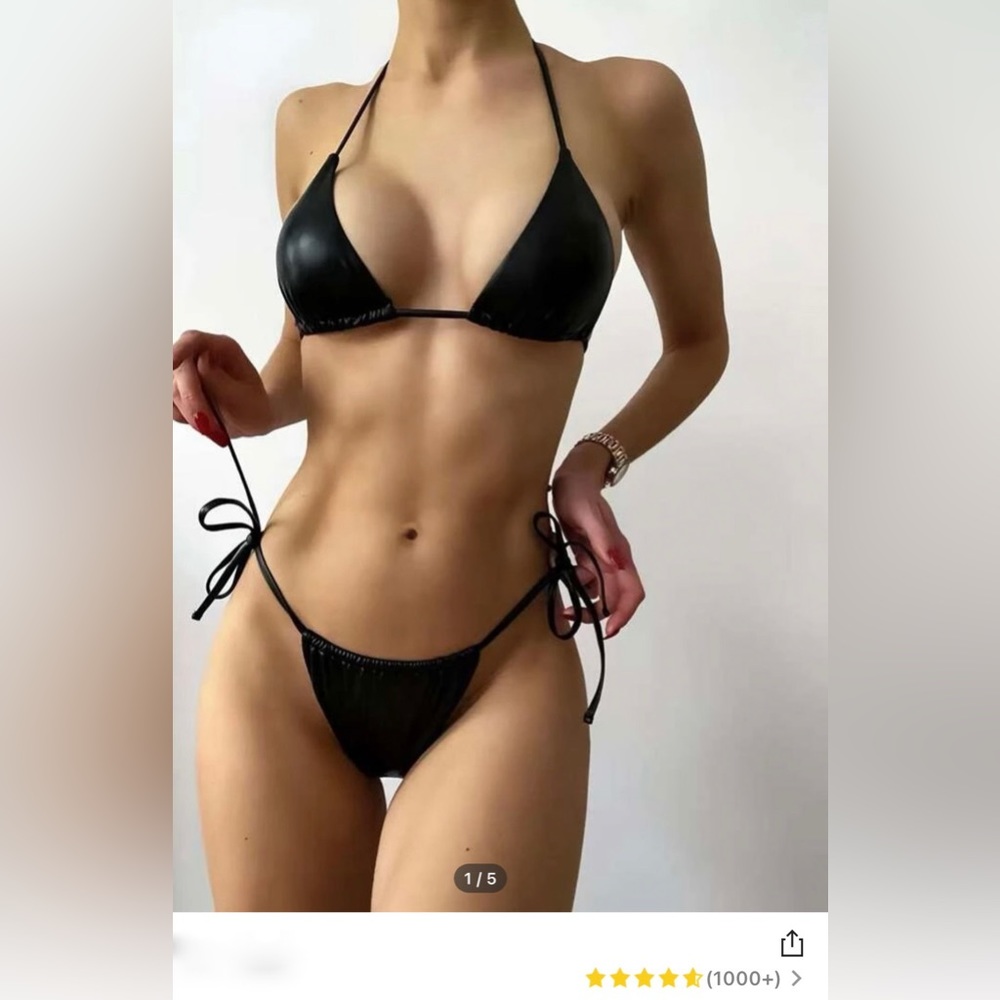 Faux leather bikini